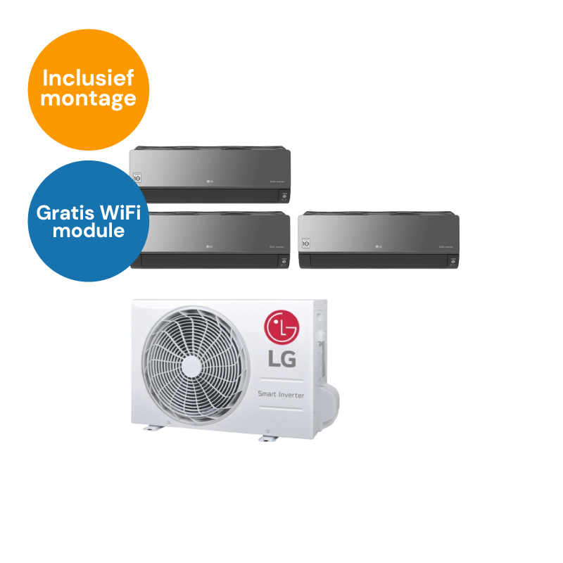 LG Artcool dual inverter set - 1 buitenunit 5,3 kW met 3 binnenunits